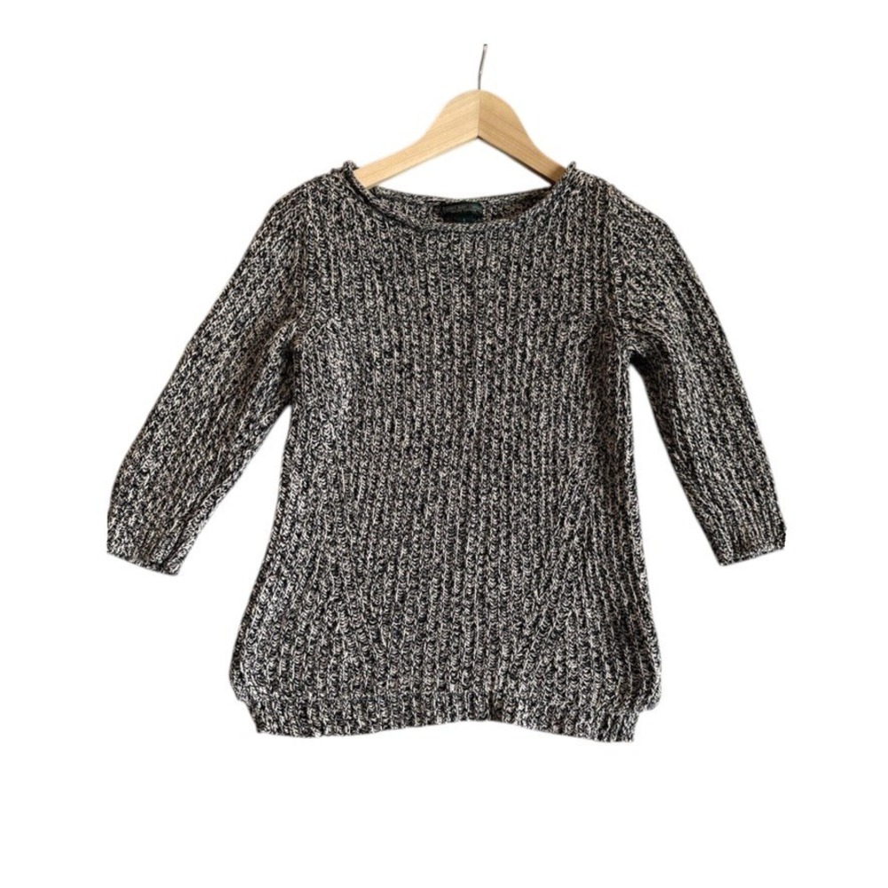 Lauren Jeans Co Ralph Lauren Sweater Women S Black White Marled Knit 3/4 Sleeve